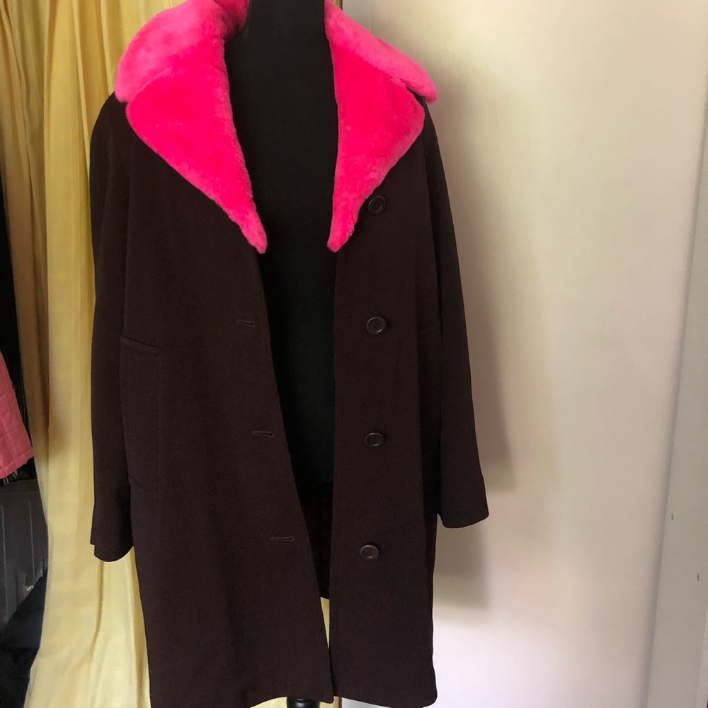 Isaac Mizrahi burgundy overcoat